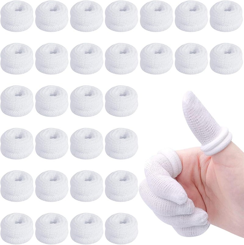 Yeasing Finger Bandages 30pcs Bobs Thumb Bandage Finger Bandage Tubular White Cotton Finger Cots Finger Stall for Work Kitchen Finger Protection - Image 1